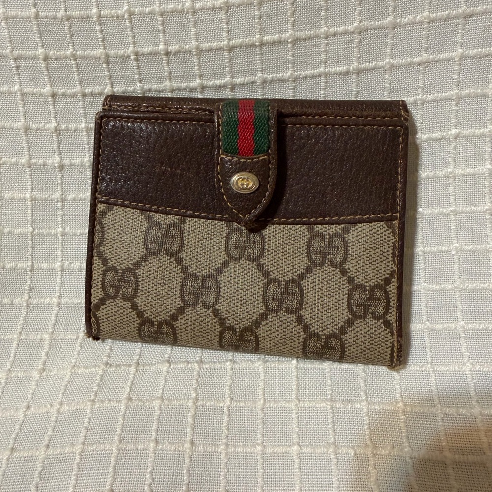 Gucci GG Monogram Canvas Leather Wallet